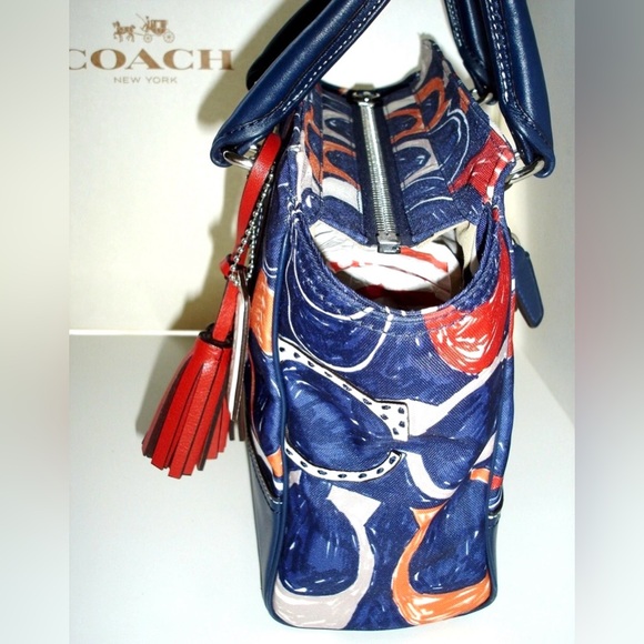 Coach Legacy Heritage Candace Carryall Satchel Bag 19951 - 2012 Blue Canvas EUC - Picture 9 of 16